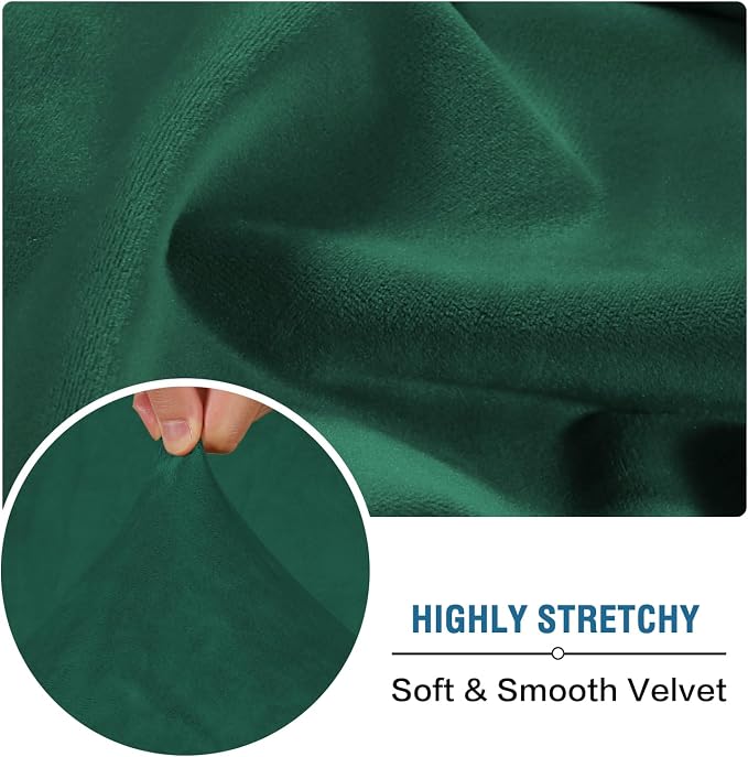 H.VERSAILTEX Velvet Stretch Couch Cushion Cover Plush Cushion Slipcover Cushion Furniture Protector Seat Cushion Sofa Cover (3 Piece XL Sofa Cushion Covers, Vintage Green) - Image 5