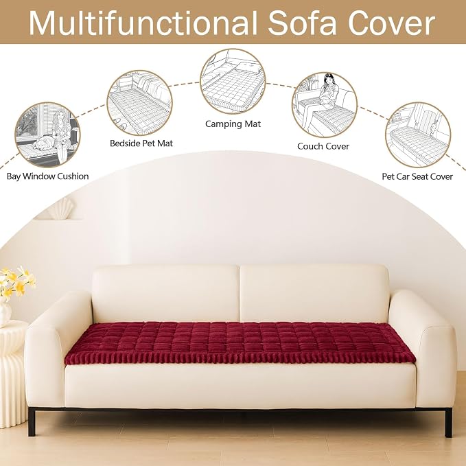 hyha Couch Cover for Dogs, Washable Non Slip Plush Flannel Sofa Protector | Thick Flannel, Silicone Anti-Slip Backing, Pet Hair & Scratch Protection, Fits Sofa & Loveseat (27.6" x 82.7") - Image 3