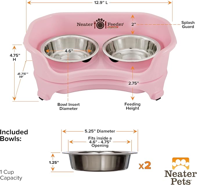 Neater Feeder Express Mess Proof Cat Bowls Elevated, No Spill Feeding Station, Stainless Steel Dishes for Food and Water, Raised Bowls for Indoor Cats, No Fatigue Whisker Friendly Dish, Pink - Image 7