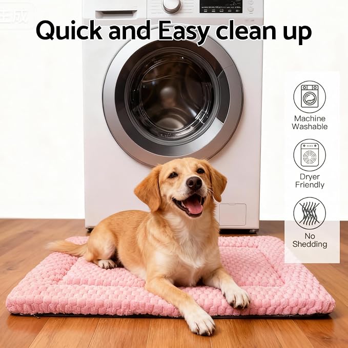 Dog Bed Mat, Reversible Dog Crate Pad - Washable Kennel Mat with Soft Support Foam, Flat Kennel Pad for Dogs & Cats, Double Pet Bed Perfect for Cage (Pink, 30" L x 20" W x 1.5" Th) - Image 5