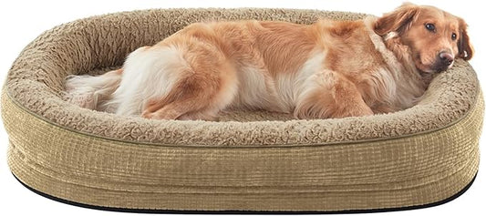 JOEJOY Orthopedic Dog Beds Large Sized Dog, XL Egg-Crate Memory Foam Pet Couch Bed with Bolster Sides, Waterproof Lining, Removable Washable Cover & Non-Slip Bottom, Light Brown by JOEJOY