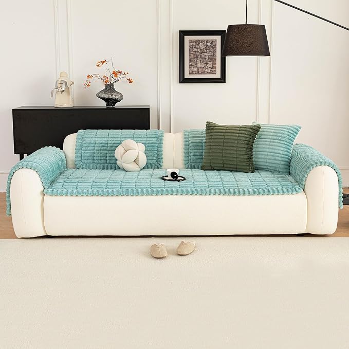Sofa Couch Cover, Sofa Covers for Dogs Washable, Non-Slip Striped Sofa Slipcovers for Sectional Sofa, Sofa Cover Furniture Protector for L Shaped(Blue, 27.6"x 82.7") - Image 7