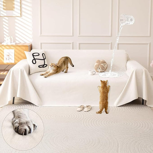 OstepDecor Waterproof Couch Covers for Pets, Couch Protector from Cat Claws | Washable Sofa Cover for Dogs, Non Slip Furniture Protector for Sofas, Loveseats & Sectionals, 71"x102", White by OstepDecor