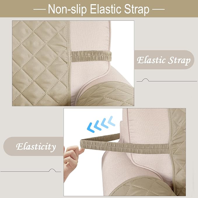 Reversible Recliner Chair Covers, 23" Chair, Sand/Beige | Chair Covers for Living Room with Elastic Straps, Water Repellent, Chair Protectors Covers for Dogs - Image 6