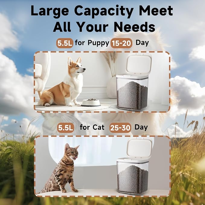 LivLab Mker Dog Food Storage Container 5 lbs Airtight Pet Food Storage Containers with Lids, Cat Food Container, BPA Free, Rice Container, Flour Dispenser(6 lbs), white - Image 3