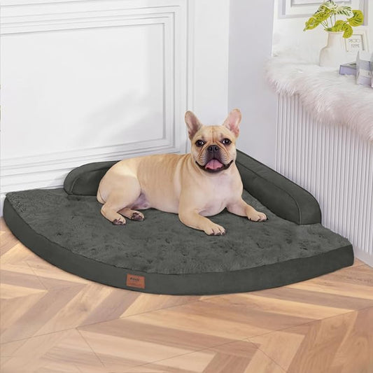 MEKIY Orthopedic Waterproof Dog Bed with Sides for Large Sizes Dogs | Egg Crate Foam, Waterproof Liner, Anti-Slip Bottom, Space-Saving, Perfect for Corners and Sofa Edges, 38 x 38 Inch by Mekiy
