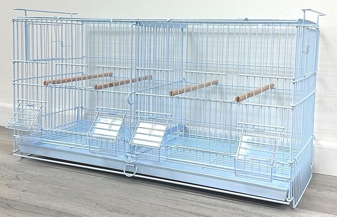 LOT of White Stackable Breeder Bird Flight Cage with Removable Center Divider and Breeding Nest Box Doors (White, 26.5"x11"x15"H Lot of 4) - Image 6