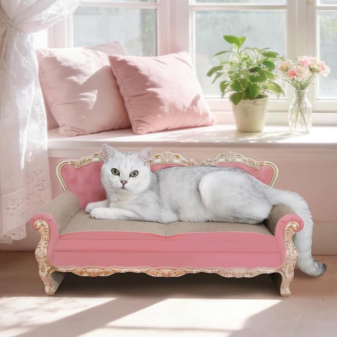 SONGWAY Cardboard Cat Scratcher Bed - Couch Shaped Cat Scratching Board, Cute Lounge Bed Scratching Pad for Indoor Cats Resting Playing - Image 8
