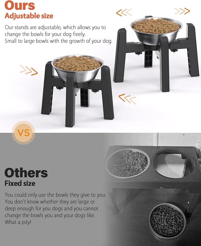 CZPET Dog Bowl Stand, 51 oz Large Capacity Stainless Steel Feeder (2 Pack) | Elevated Pet Water & Food Bowl for Medium Dogs, Stable and Anti-Slip Raised Bowl - Image 3