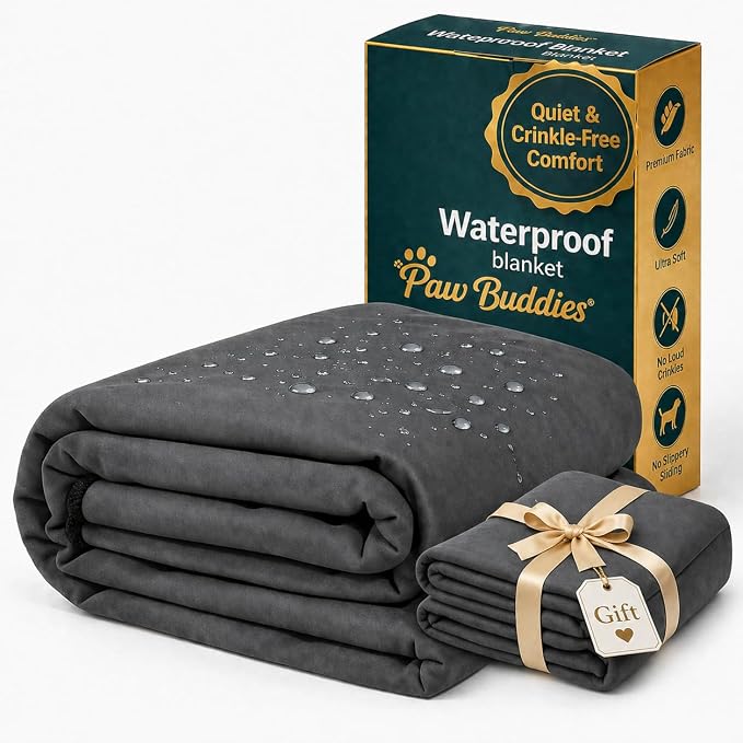 Paw Buddies Premium Waterproof Blanket 80"x90" Velvet-Feel Reversible Throw – Leakproof, Machine Washable Bed & Sofa King Size Protector for Couples, Pets & Travel + Bonus Small Blanket by PAwBuddies