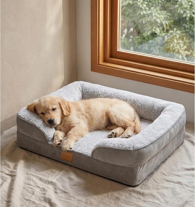 Orthopedic Dog Bed,Waterproof Memory Foam Dog Bed with Washable Removable Cover, Featuring Waterproof Lining and Non-Slip Base,Bolster Dog Couch,Suitable for Use with Dog Crate and Indoors. by Norvianic