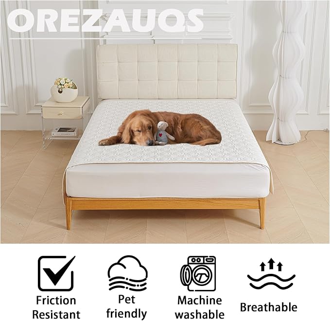 Waterproof Blanket Dog Bed Cover Non Slip Large Sofa Cover Dog Blanket for Couch Protection Pet Blanket for Furniture Bed Couch Sofa Reversible (White,170 * 210cm) - Image 2