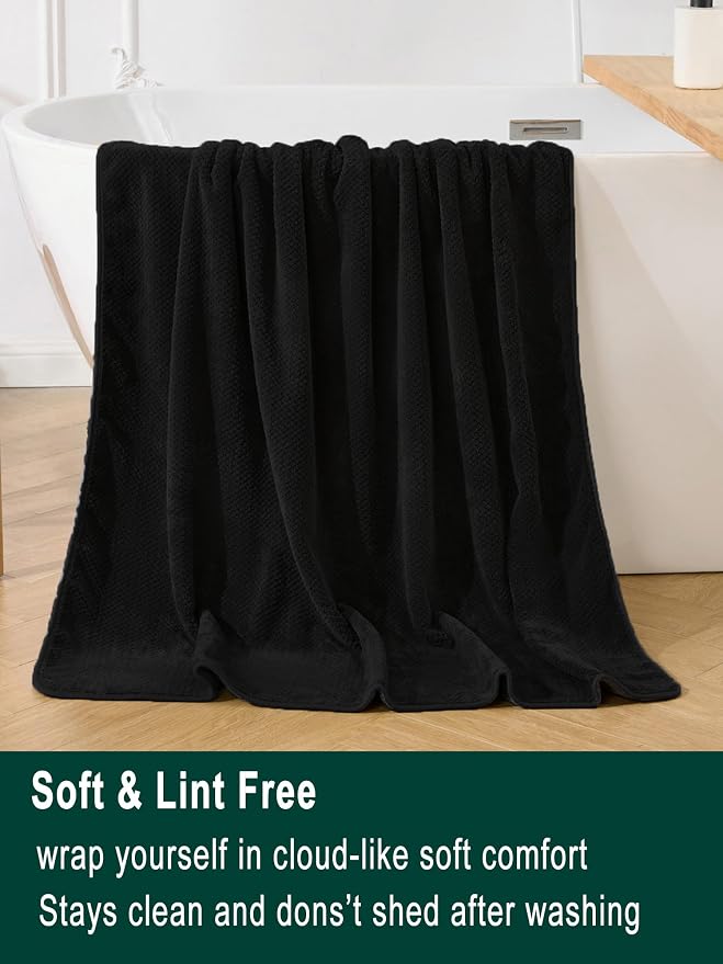 Extra Large Bath Sheet Set 3-Piece, 1 Bath Towel 40x80 Inches, 1 Hand Towel, 1 Washcloth, Soft Absorbent Quick Dry Microfiber Towel for Bathroom Beach Pool Gym Spa, Black - Image 4