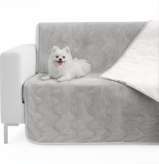 Paw Inspired Non-Slip Couch & Furniture Protector (Anti-Slip, Gray) | Waterproof, Washable Bed & Couch Cover for Dogs, Cats, and Pets, 80x90 Inch Size by HOME