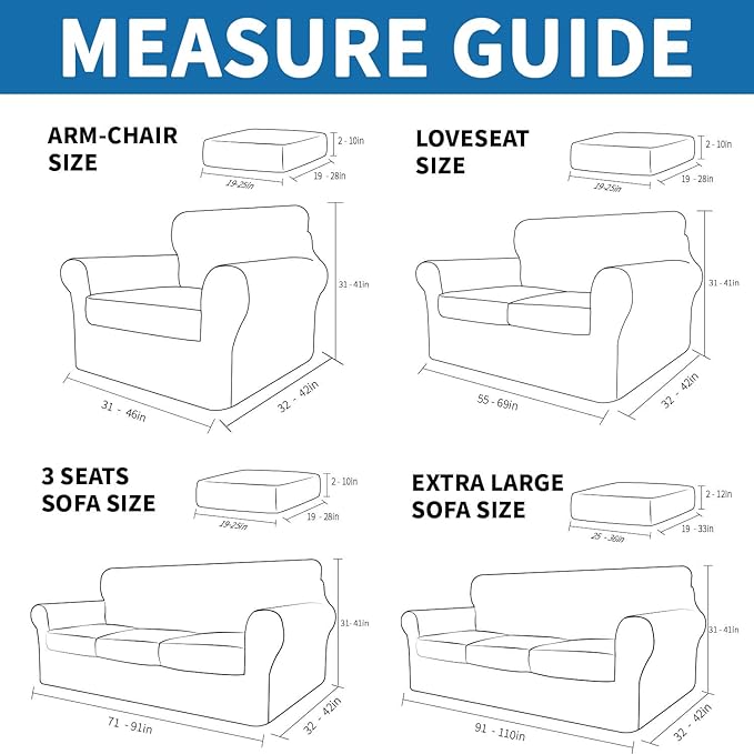 XINEAGE 2026 New 4 Pieces Couch Covers for 3 Cushion Couch Super Stretch Thick Soft Sofa Cover Anti Slip Sofa Slipcover Dogs Cats Furniture Protector (Coffee, 71"-91") - Image 2