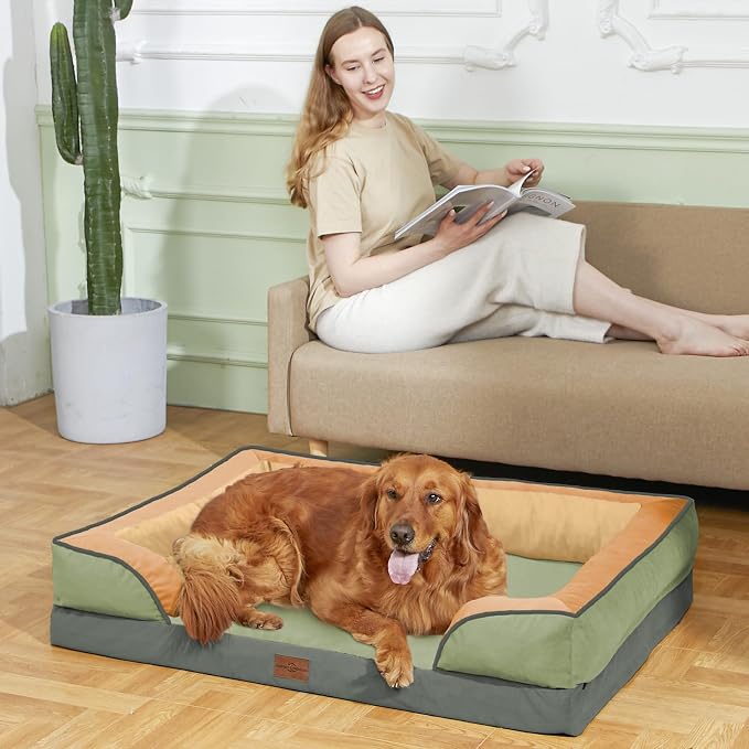Comfort Expression Orthopedic Dog Beds for Large Sized Dog with Bolster | Waterproof Dog Couch Bed with Washable Cover & Non-Slip Bottom, Supportive Egg Crate Foam Large Pet Bed, 36x27 Inch - Image 7