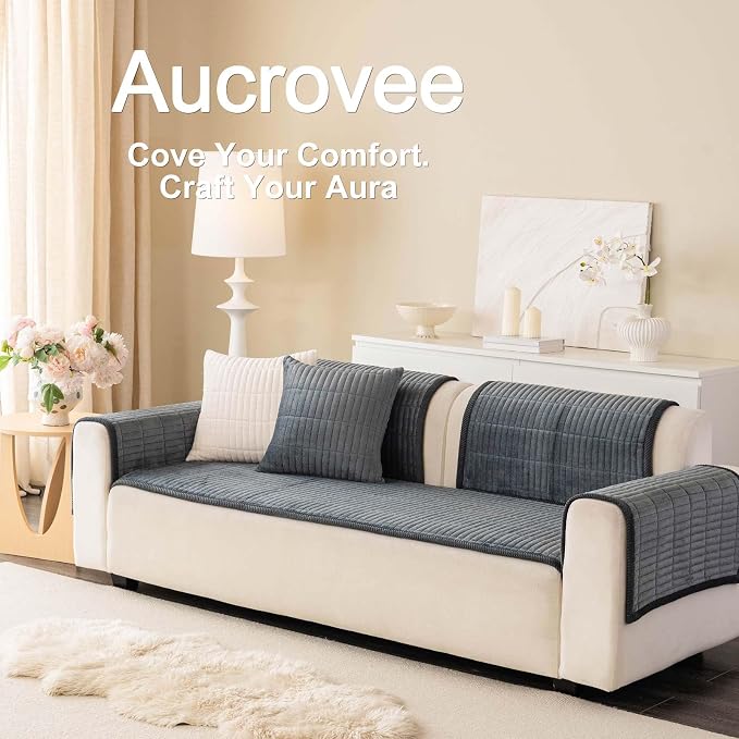 Velvet Washable Dog Couch Cover, Non-Slip Waterproof Pet Sofa Protector for 3-Cushion Sectional, L-Shaped Sofa & Loveseat, Machine Washable(1PC/27.6"x82.7",Dark Grey) - Image 3
