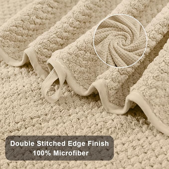 8-Piece Beige Bath Towels Set,2 Oversized Large Bath Towels Sheet,2 Hand Towels and 4 Washcloths - 600 GSM Soft Luxury Towel Set,Highly Absorbent Quick Dry Towel Collection for Bathroom,Hotel and Spa - Image 9