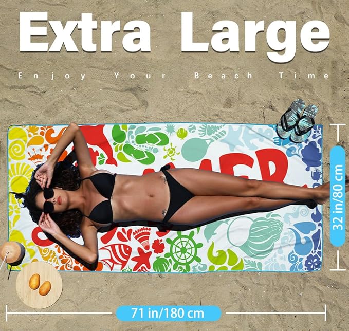 Widdonen Microfiber Beach Towel,Compact 2 Pack-71x32 Inch with Bag Travel | Extra Large,Lightweight,Thin,Sand Free,Quick Dry,Absorbent.Packable for Camping,Swim,Pool,Bath,Picnic,Cruise Essentials Gift - Image 3