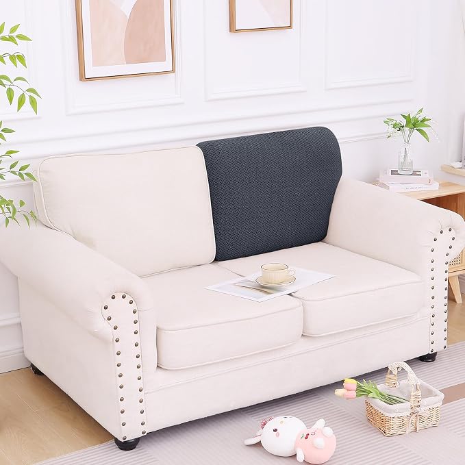 Smiry Waterproof Couch Cushion Covers, Non Slip Seat Cushion Covers | Stretch Jacquard Chaise Lounge Sofa Slipcover, Washable Elastic Furniture Protector for Pets, Back Cover L, Dark Grey - Image 5