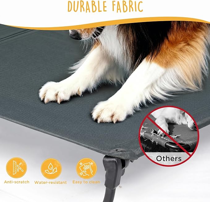 CANINE CANYON Folding Elevated Dog Bed for Large Dogs, Dark Gray, 43"x27" | No-Assembly Dog Cot, Foldable Portable Raised Pet Bed, Non-slip, for camping/Outdoor/Home, Heavy Duty Supports Up to 160 Lbs - Image 5