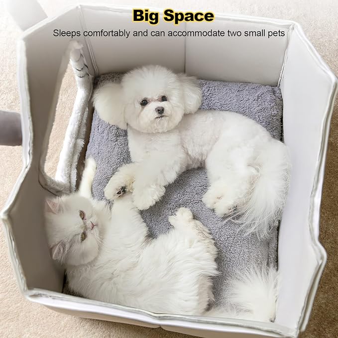 Cat Cave Bed, Warm and Cosy Plush Cat Igloo, Washable Dog Bed with Removable Pillow Cushion, Improve Sleep, Foldable Cat House(L, Grey) - Image 2