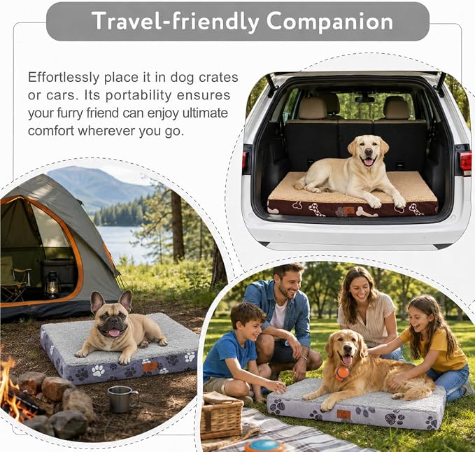 Orthopedic Dog Bed for Crate 35x22 Inch Christmas Red | Egg Crate Support, Soft Sherpa Dog Crate Bed, Waterproof Dog Bed, Machine Washable Removable Cover, Anti Slip Bottom - Image 7