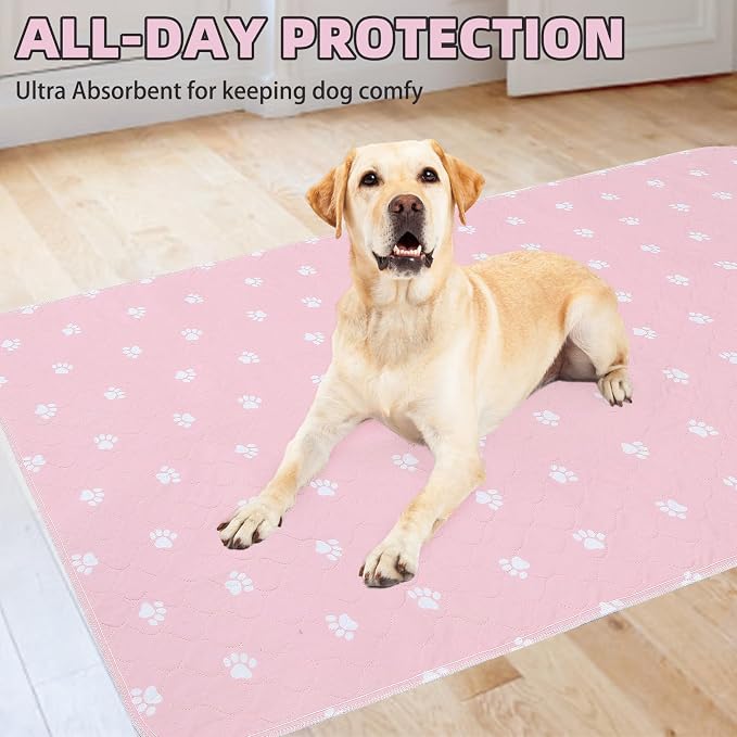 PUPTECK Washable Pee Pads for Dogs Dog Training Pads 2 Pack Pink 36x72 in | Reusable Puppy Potty Training Pad Whelping Mat Pet Food Feeding Mat Leakproof Fast Absorption Non-Slip for Couch, Crate - Image 8