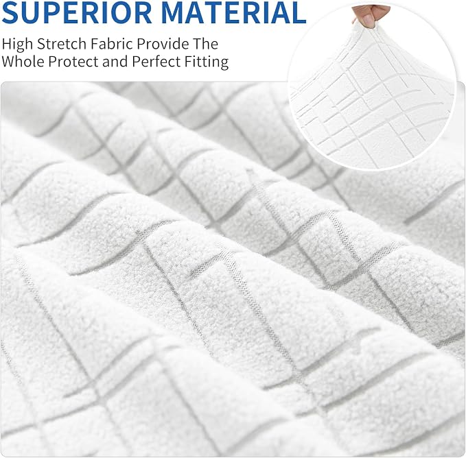 4 Piece Stretch Sofa Covers for 3 Cushion Couch, Non Slip Couch Covers for Sofa, Pet Couch Cover Washable, Couch Slipcover for Dogs, Kids (Off-White), 91"-110" (3 Cushion XL Sofa) - Image 4