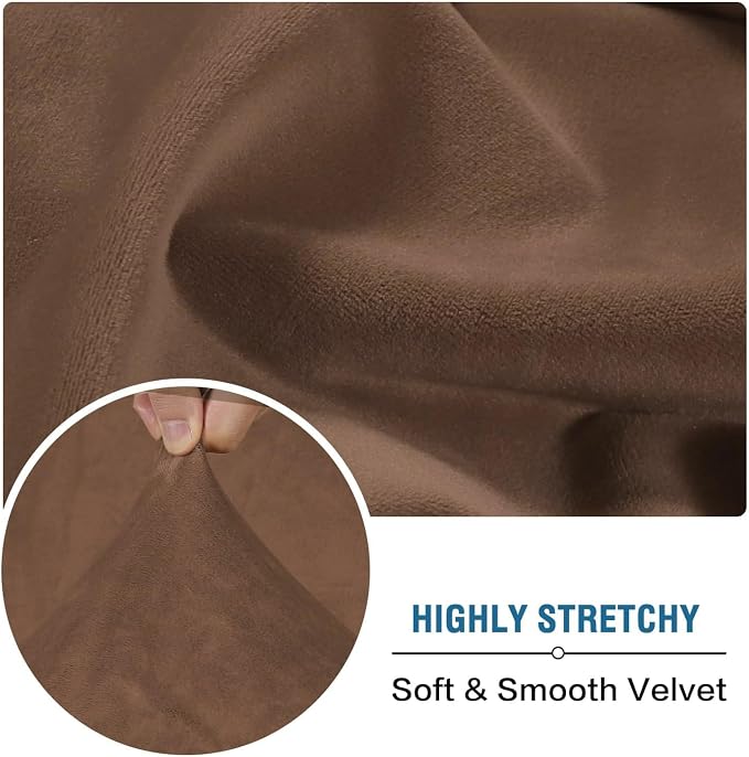 H.VERSAILTEX Velvet Stretch Individual Chaise Cover Sectional Couch Covers for L Shaped Sofa Both Left/Right Furniture Protector Seat Cushion Sofa Cover (1 Piece Chaise Cover, Caramel) - Image 5