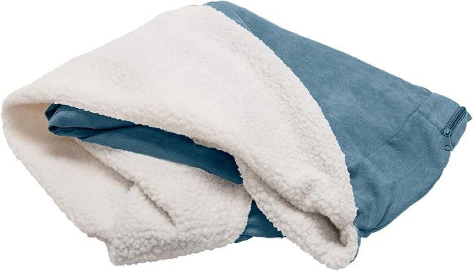 Furhaven Replacement Dog Bed Cover Sherpa & Suede Snuggery, Machine Washable - Blue, 26-inch by FurHaven