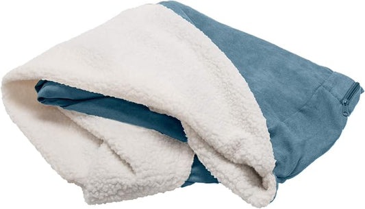 Furhaven Replacement Dog Bed Cover Sherpa & Suede Snuggery, Machine Washable - Blue, 26-inch by FurHaven