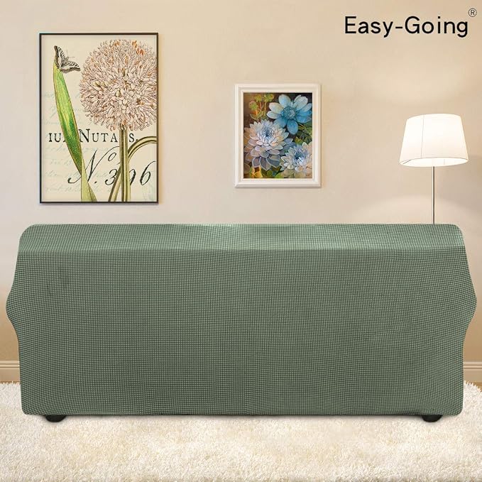 Easy-Going Stretch 4 Seater Oversized Sofa Couch Cover Greyish Green | 1-Piece Extra X-large Sofa Cover Furniture Protector Couch Soft with Bottom for Kids, Spandex Jacquard - Image 3