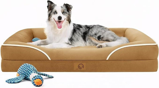 Homemate Dog Bed Large Sized Dog: 42x30 inch Orthopedic Large Dogs Bed XL Outdoor Pet Cat Bed Sofa Supplies with Toy Dogs Crate Pad Couch with Removable Washable Cover & Non-Slip Botton Brown | Large Dogs Bed with Non-Slip Botton & Removable Washable C... by Homemate