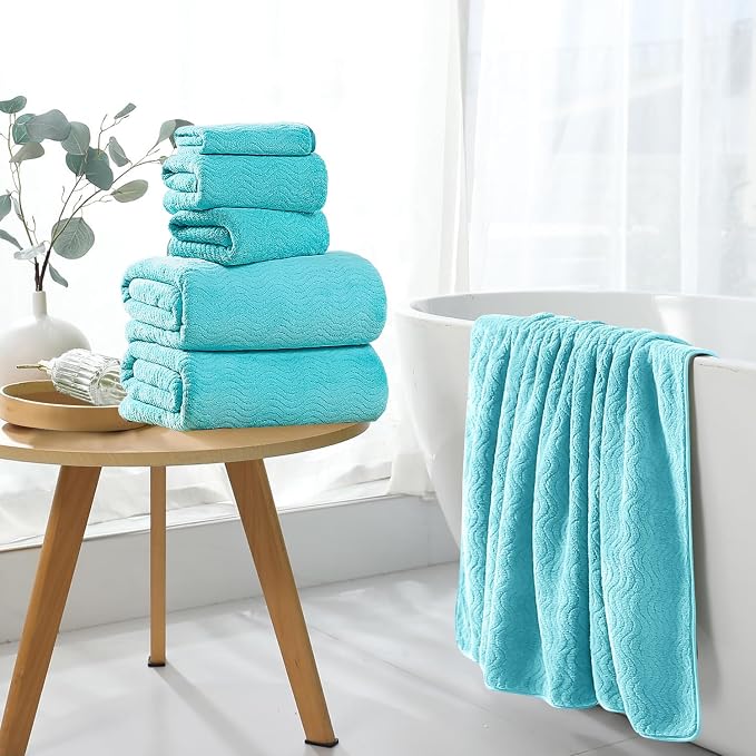 4 Piece Extra Large Bath Towel 35"x70" Oversized Bath Sheet Bath Towel Set for Bathroom Ultra Soft Cozy Highly Absorbent Quick Dry Bathroom Towel for Spa Gym Hotel,Shower Towel for Daily Use,Aqua Teal - Image 5
