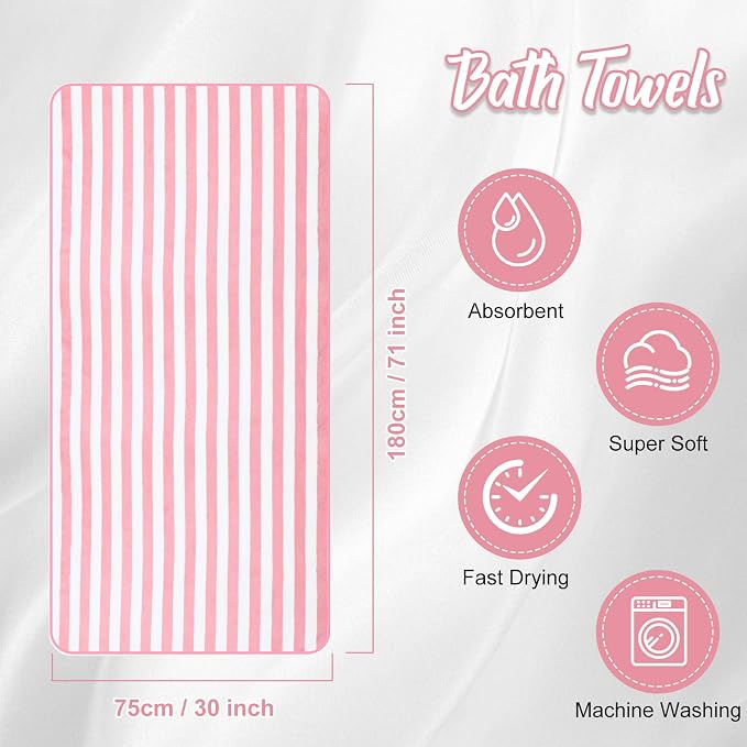 SmoothNovelty 12 Pack Microfiber Bath Towels Bulk 30'' x 70'' Oversized Beach Towel Extra Large Big Shower Body Sheet Highly Absorbent Soft Drying for Pool Bathroom Salon Hotel Party(Pink) - Image 2
