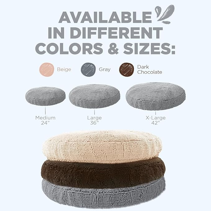 Soggy Doggy Super Snoozer Round Dog Bed, Gray, Medium 24"x24"x6" | Removable, zip-off washable cover; plush round design; for small to large breeds; car & living room use - Image 7