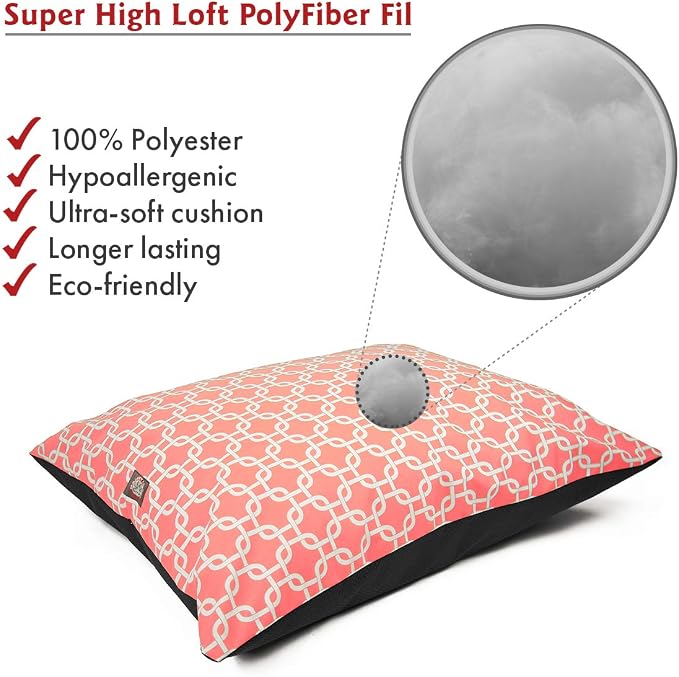 Majestic Pet Large Rectangle Dog Bed Washable Non Slip Comfy Bed - 46 x 35 Inch, Links Coral - Image 3