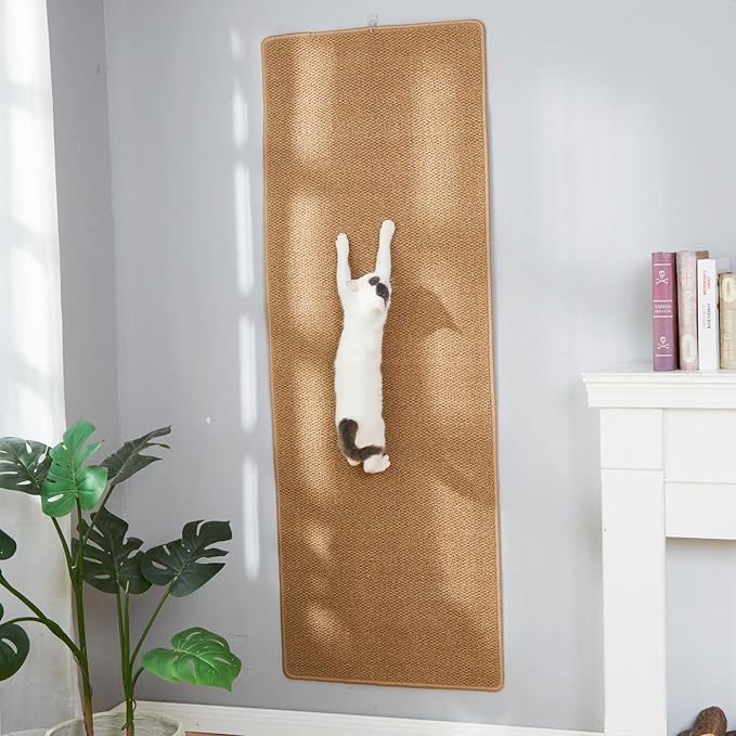 SHENGOCASE 67"x 23.6" Thickened Cat Wall Climbing Carpet, Cat Wall Furniture Scratcher, Scratching Post, Couch Sofa Protector (Camel) by SHENGOCASE