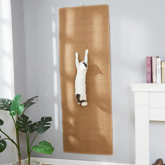 SHENGOCASE 67"x 23.6" Thickened Cat Wall Climbing Carpet, Cat Wall Furniture Scratcher, Scratching Post, Couch Sofa Protector (Camel) by SHENGOCASE
