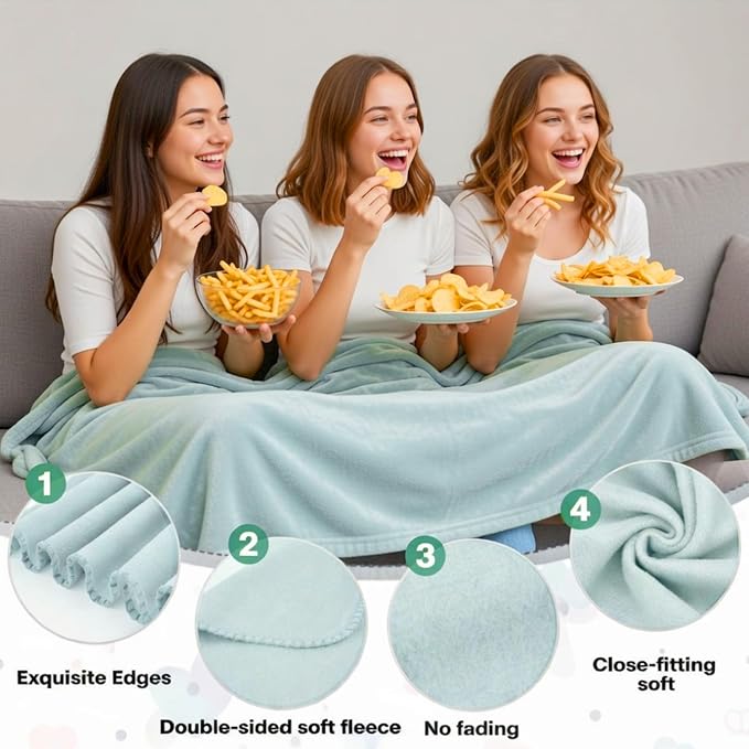 Newwiee 12 Pcs Bulk Fleece Throw Blankets 50'' x 60'' Oeko-tex Standard 100 Certified for Outdoor Wedding Guest Blankets Donation Homeless Sleepover Lap Pet Sofa, All Seasons Use (Mint Green) - Image 3