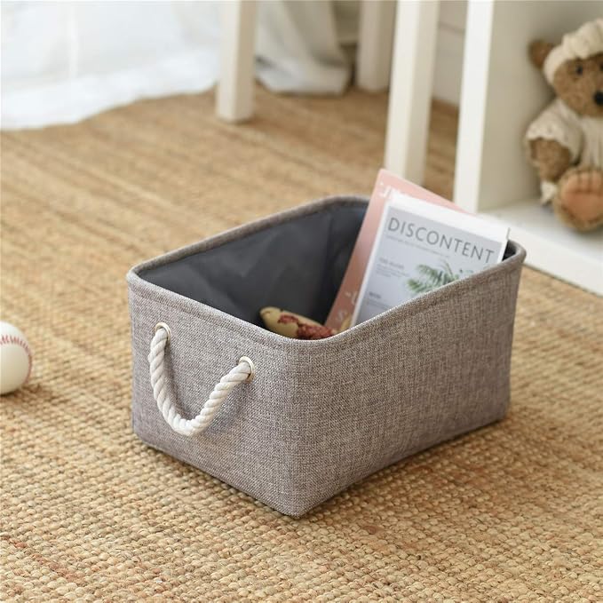 TheWarmHome Storage Bins Basket - Storage Baskets for Organizing Shelves,Home Closet Organizer for Book Shelf Organization,Fabric Storage Cubes,Medium Decorative Grey Basket Gift - Image 7