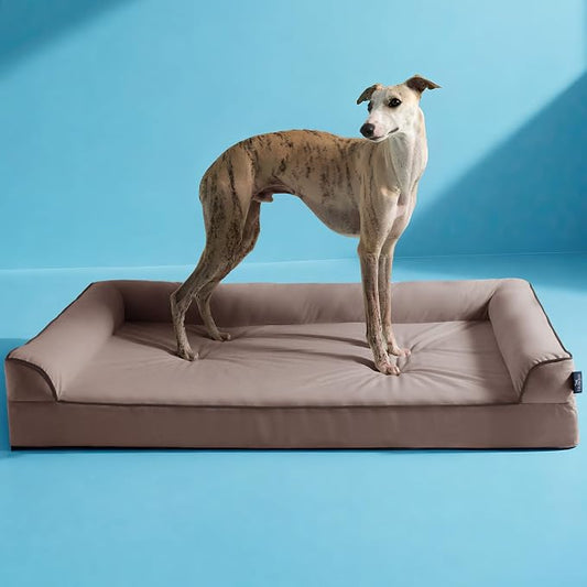 Cooling Dog Bed Large Sized, Orthopedic Pet Cooling Beds with Sides, Breathable Egg Crate Foam with Removable Washable Cover, Q-Max>0.45, Non-Shedding Hair, Dusty Rose by blunique