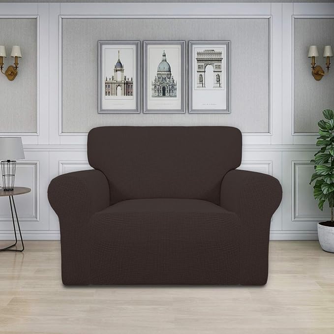 Easy-Going Stretch Oversized Chair Slipcover with Arm Washable Chocolate | 1-Piece Large chair covers armchair Furniture Protector for Living Room chair and a half cover Soft For Kids, Pet. - Image 2