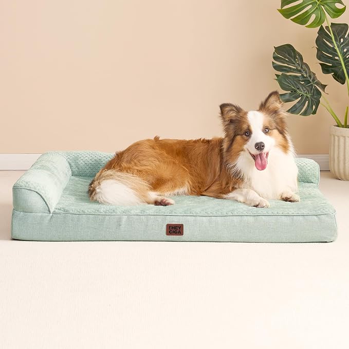 EHEYCIGA XL Dog Bed Memory Foam for Crate, Extra Large Dog Bed Orthopedic with Washable Removable Cover, Waterproof Pet Sofa Couch XLarge Size Dogs, 41x27x6.5, Greyish Green - Image 9