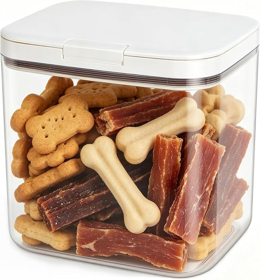 TBMax Large Dog Treat Container Bins 4.75 Qt with One-Press Flip-up Lid, Airtight Pet Dog Cat Treat Jar for Countertop, Pet Biscuit Canister Cookie Holder by TBMax