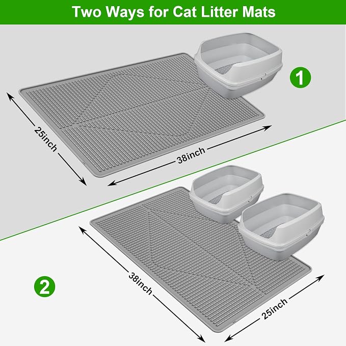 Gosmol Waterproof Cat Litter Mat XXL, 38" x 25" Litter Trapping Mat，Kitty Litter Box Mats Extra Large Easy Clean, Litter Trapping Catcher Mat, Cat Supplies & Accessories for Indoor Cats -Grey - Image 6
