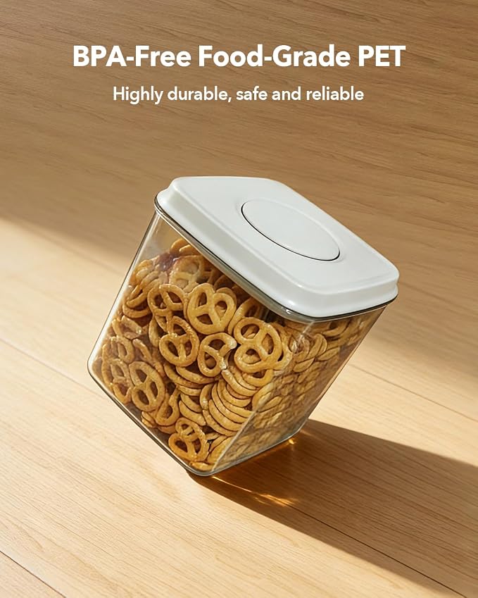 Airtight Food Containers Set with One-Touch Lid, Mixed Size Set (2.8 Qt *2+ 4.2 Qt *4) with Scoop, Stackable Jars for Complete Kitchen Organization - Image 4