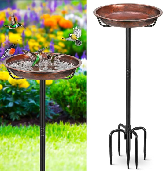 Gtongoko 10" Dia Bowl Small Metal Bird Bath for Outside Heavy Duty, 29" Height Bird Feeder Birdbaths for Outdoors, Garden Bird Bath Bowl with 5-prongs Base by Gtongoko