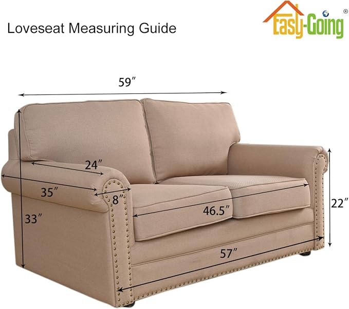 Easy-Going Stretch Loveseat Couch Covers Washable Khaki | 1-Piece Loveseat Covers for 2 Cushion Couch Furniture Protector RV Sofa Slipcover Soft with Bottom for Kids Pets - Image 6